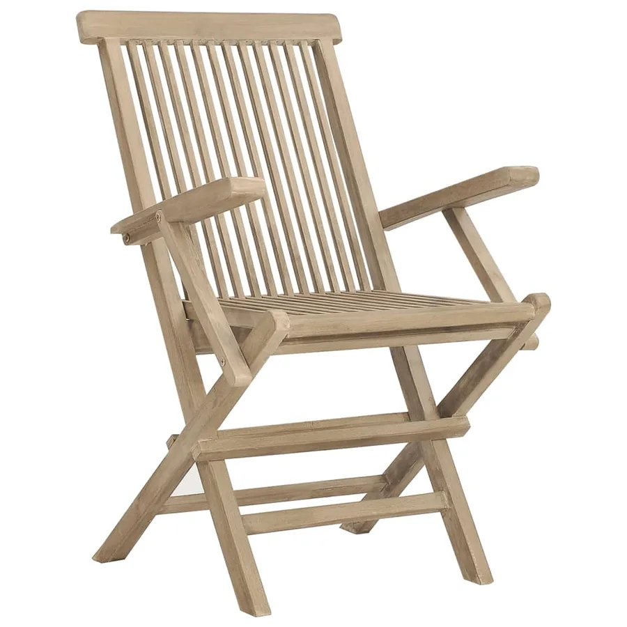 Chaises de jardin pliantes lot de 6 gris 56x61x89 cm bois teck - 3