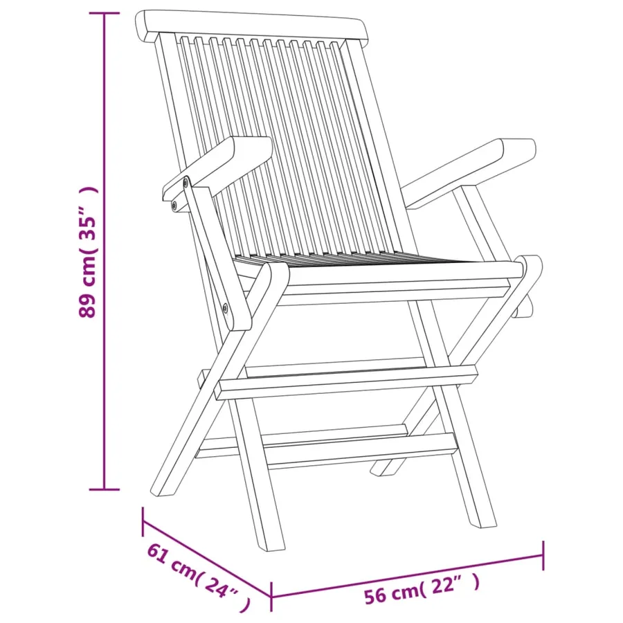 Chaises de jardin pliantes lot de 6 gris 56x61x89 cm bois teck - 5