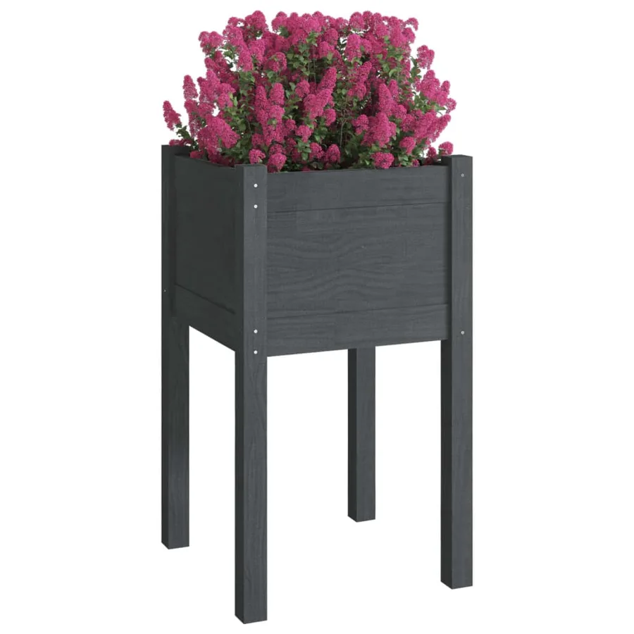 Jardinières d'extérieur 2pcs Gris 40x40x70cm Bois de pin massif - 3