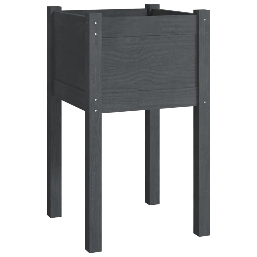Jardinières d'extérieur 2pcs Gris 40x40x70cm Bois de pin massif - 4
