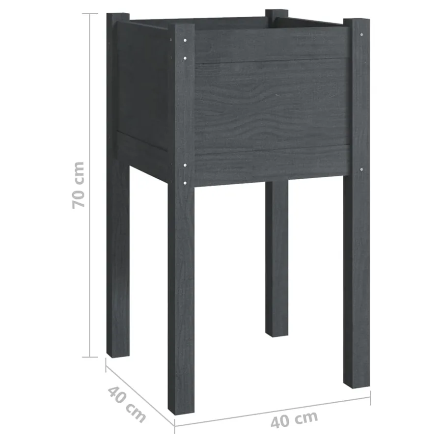Jardinières d'extérieur 2pcs Gris 40x40x70cm Bois de pin massif - 8