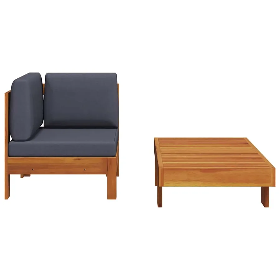 Salon de jardin 2 pcs avec coussins gris foncé Bois d'acacia - 4