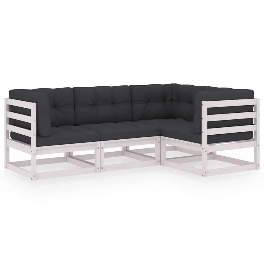 Salon de jardin 4 pcs avec coussins Bois de pin massif - 2