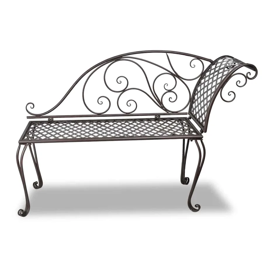Chaise longue de jardin 128 cm Acier Antique Marron - 2