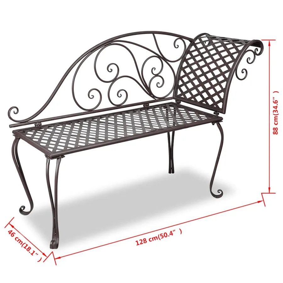 Chaise longue de jardin 128 cm Acier Antique Marron - 5