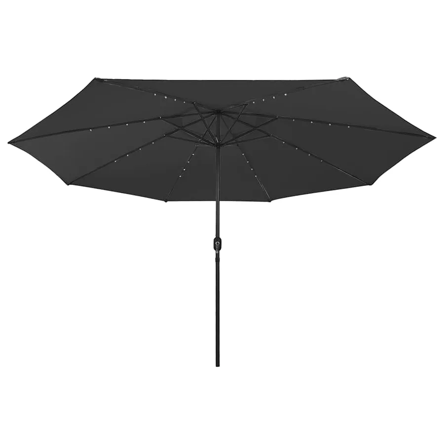 Parasol de jardin avec lumières LED et mât en métal 400 cm noir - 3
