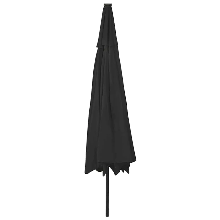 Parasol de jardin avec lumières LED et mât en métal 400 cm noir - 5