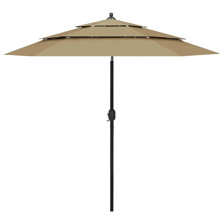 Parasol de jardin à 3 niveaux avec mât en aluminium taupe 2,5 m