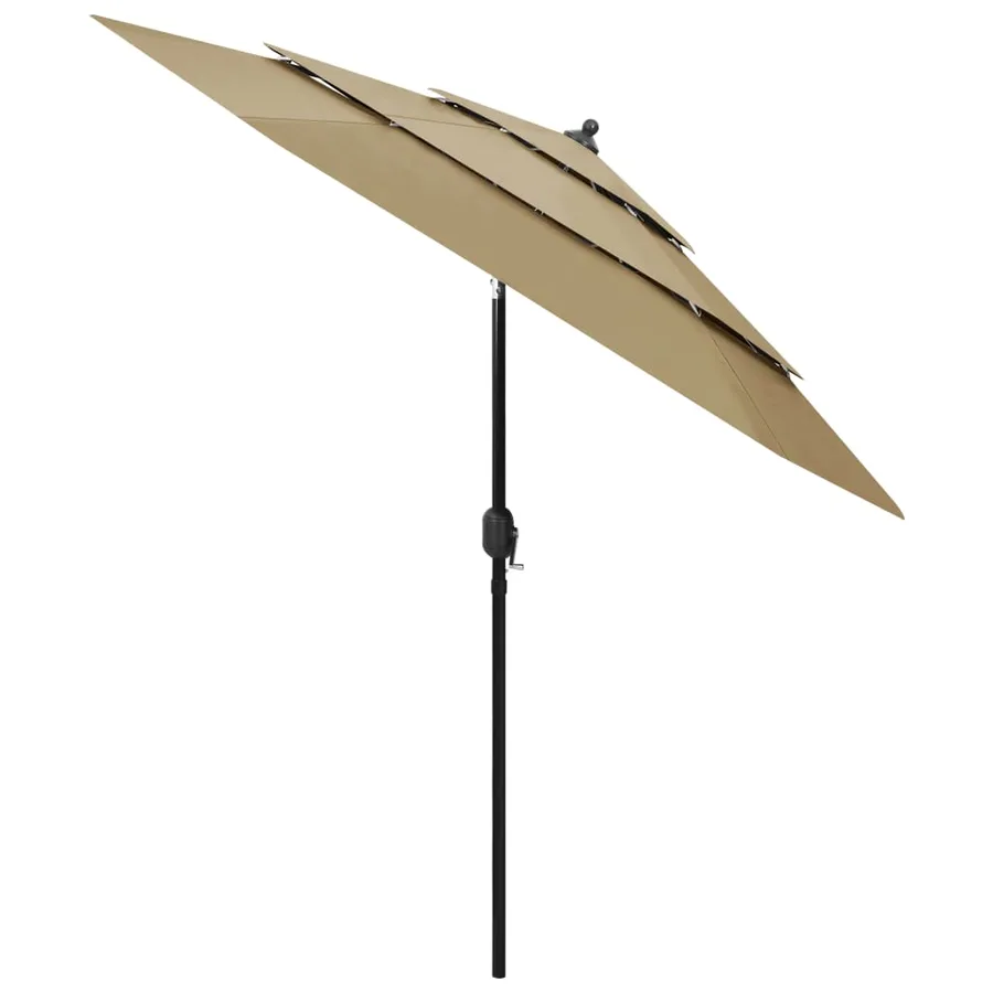 Parasol de jardin à 3 niveaux avec mât en aluminium taupe 2,5 m - 2
