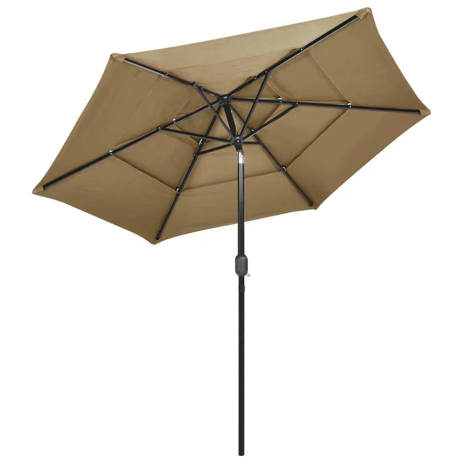 Parasol de jardin à 3 niveaux avec mât en aluminium taupe 2,5 m - 3