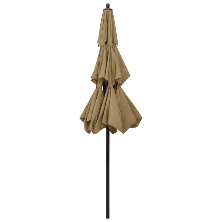 Parasol de jardin à 3 niveaux avec mât en aluminium taupe 2,5 m - 4