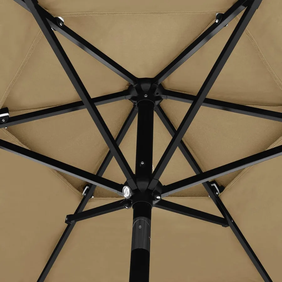Parasol de jardin à 3 niveaux avec mât en aluminium taupe 2,5 m - 5