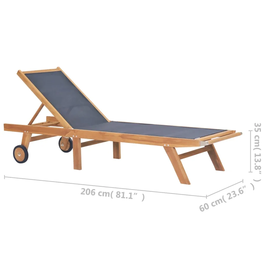 Chaises longues pliables et roulettes lot de 2 Teck textilène - 10