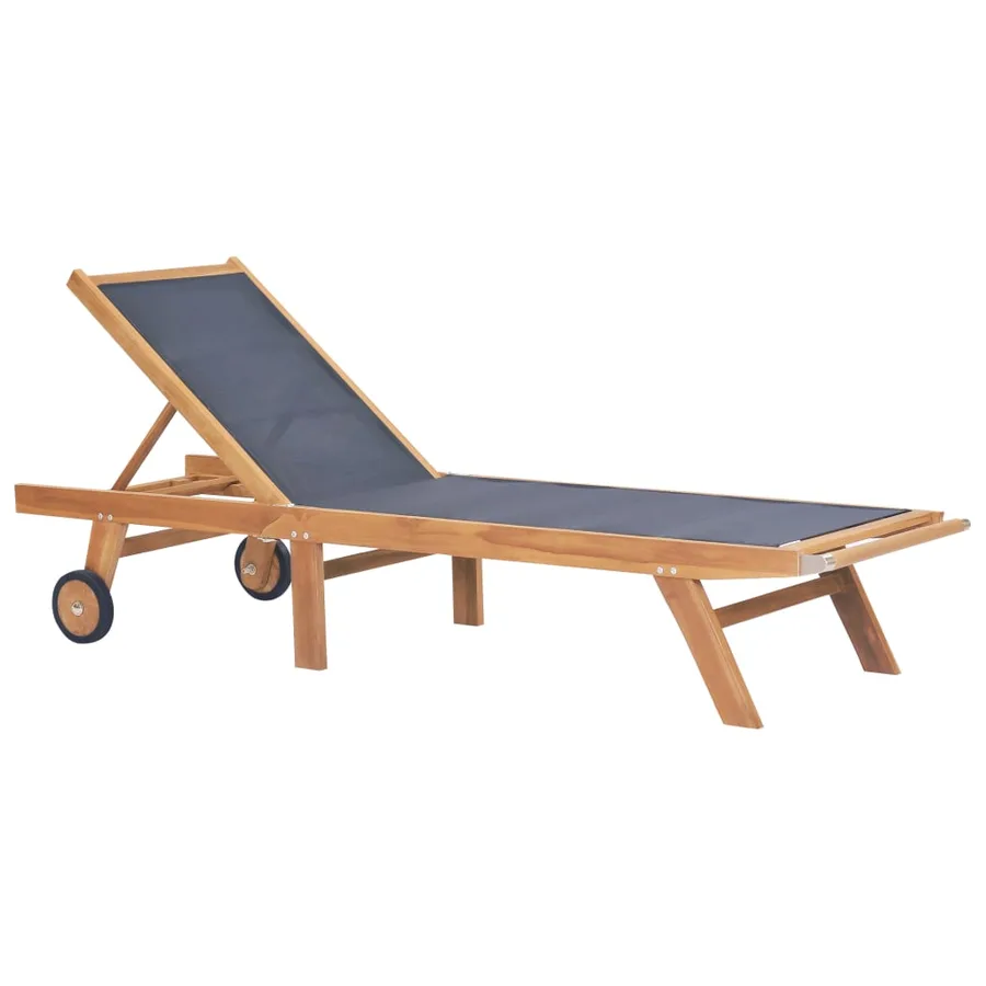 Chaises longues pliables et roulettes lot de 2 Teck textilène - 2