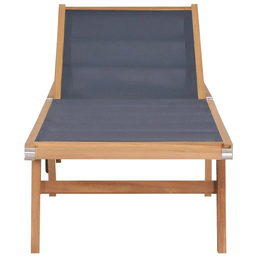 Chaises longues pliables et roulettes lot de 2 Teck textilène - 3