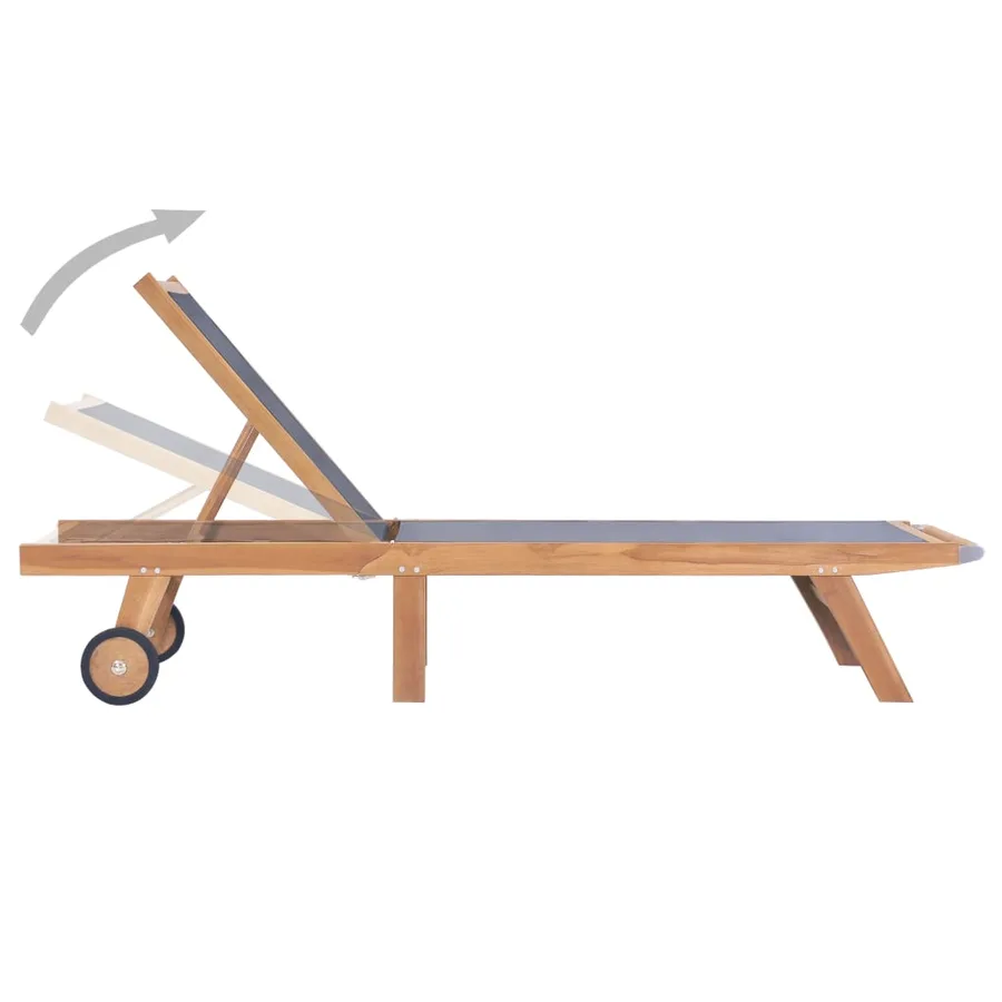 Chaises longues pliables et roulettes lot de 2 Teck textilène - 4