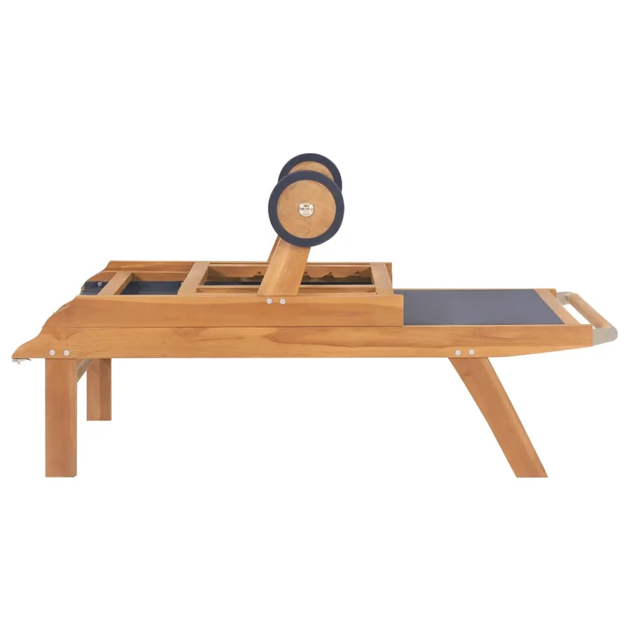 Chaises longues pliables et roulettes lot de 2 Teck textilène - 6