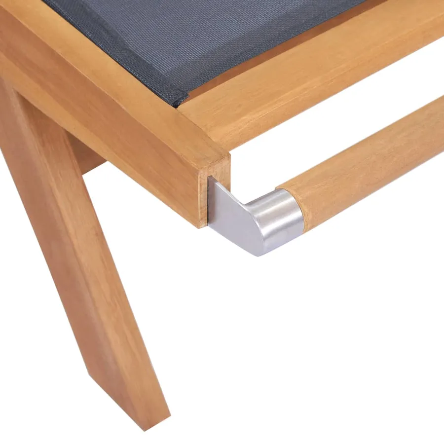 Chaises longues pliables et roulettes lot de 2 Teck textilène - 7