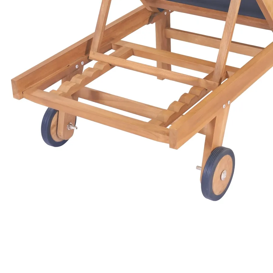 Chaises longues pliables et roulettes lot de 2 Teck textilène - 9