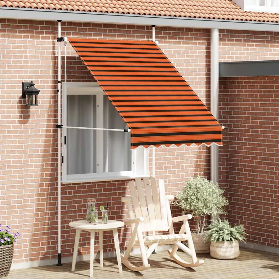 Auvent manuel rétractable 150 cm Orange et marron
