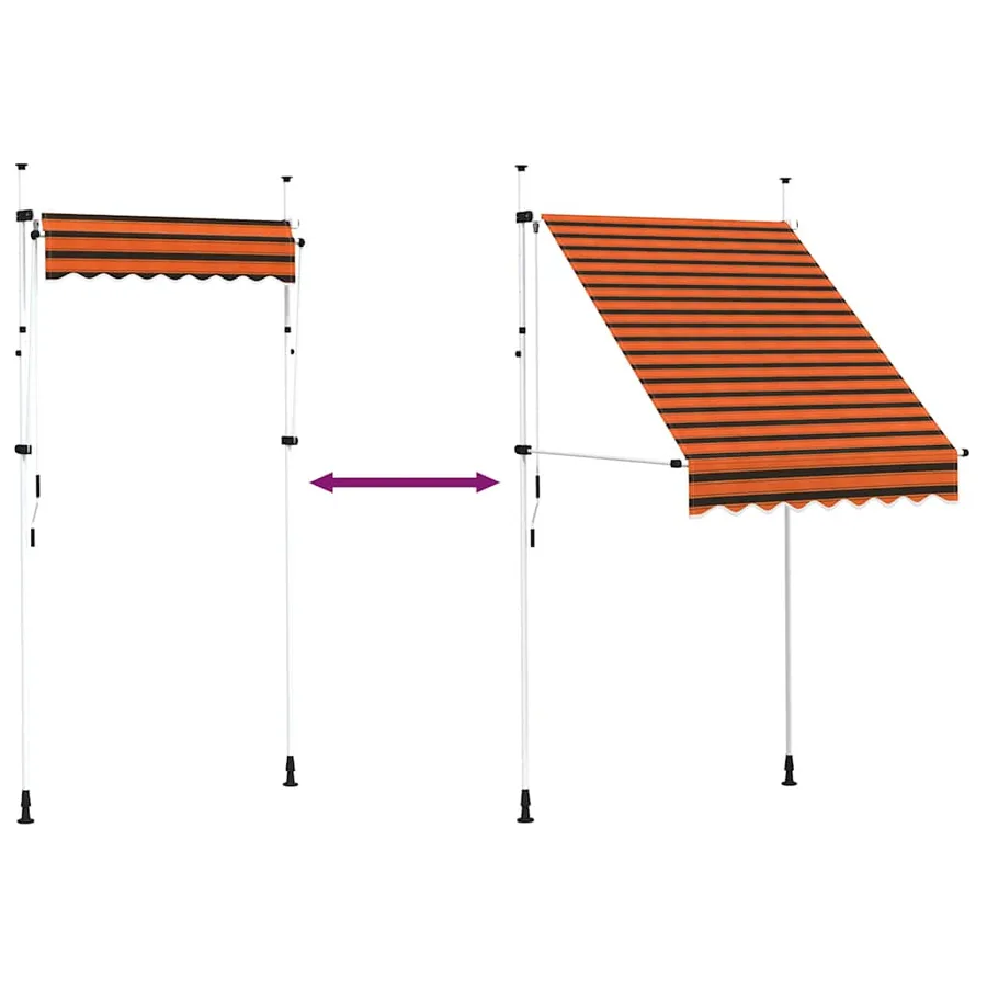 Auvent manuel rétractable 150 cm Orange et marron - 7