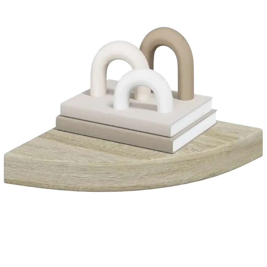 Étagères d'angle flottantes 2 pcs chêne 25x25x3,8 cm MDF - 4