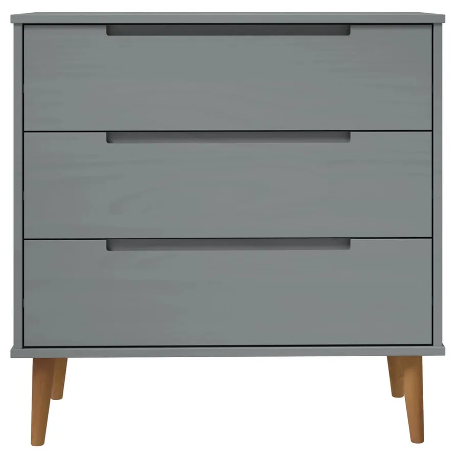 Commode MOLDE Gris 80x40x80 cm Bois de pin massif - 4