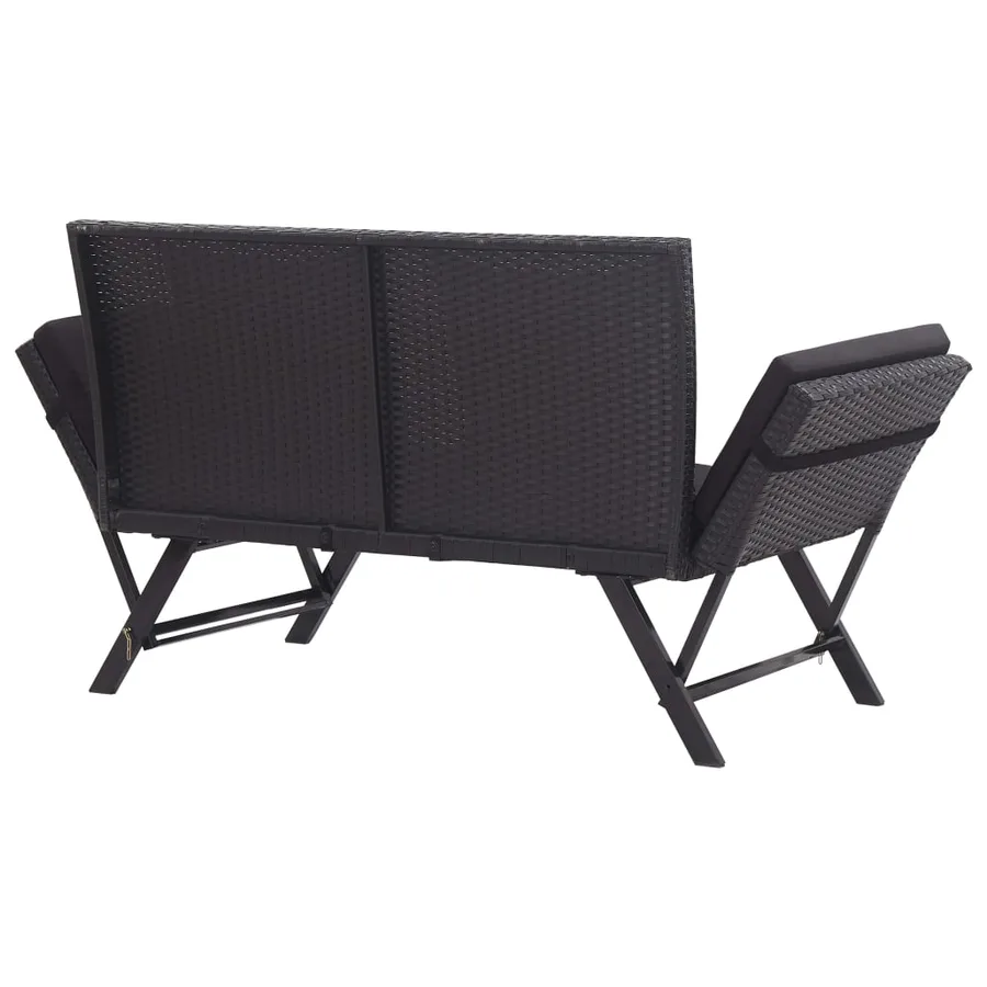 Banc de jardin avec coussins 176 cm Noir Résine tressée - 4