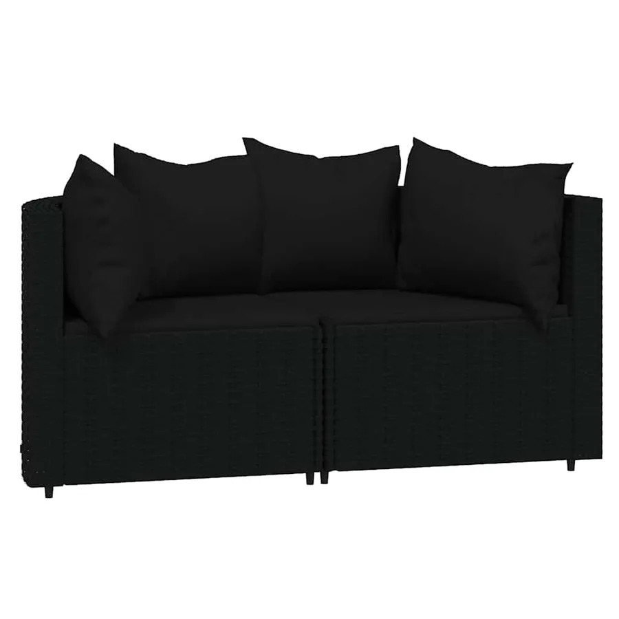 Canapés d'angle de jardin et coussins 2pcs Noir Résine tressée - 2