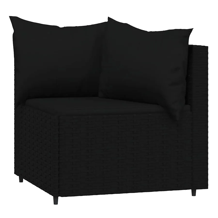 Canapés d'angle de jardin et coussins 2pcs Noir Résine tressée - 3