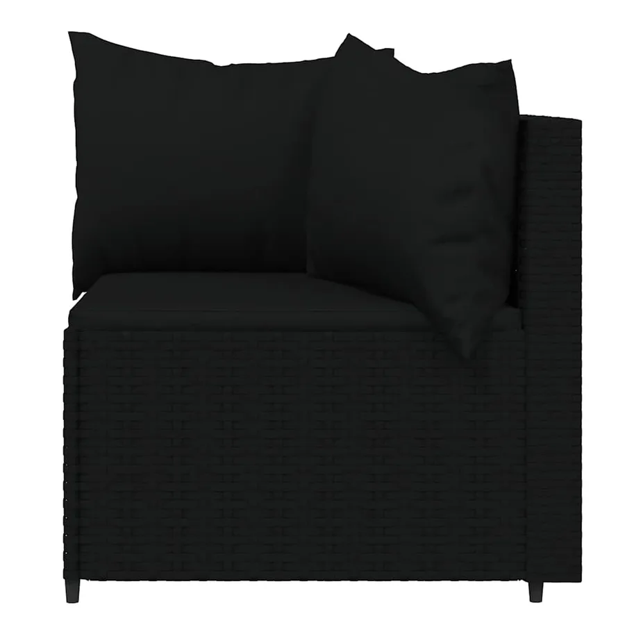Canapés d'angle de jardin et coussins 2pcs Noir Résine tressée - 4