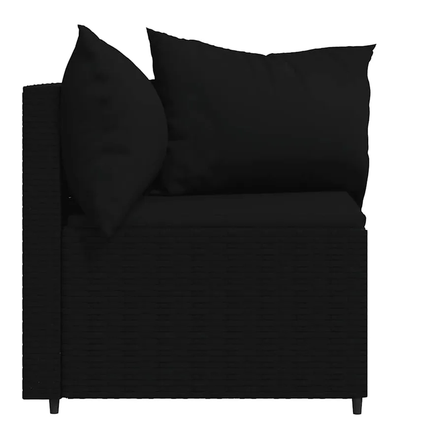 Canapés d'angle de jardin et coussins 2pcs Noir Résine tressée - 5