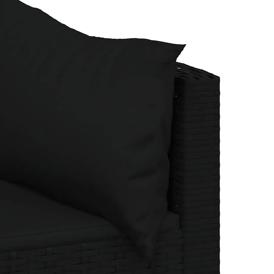 Canapés d'angle de jardin et coussins 2pcs Noir Résine tressée - 7