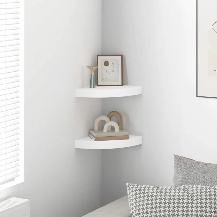 Étagères d'angle flottantes 2 pcs blanc 25x25x3,8 cm MDF - 3