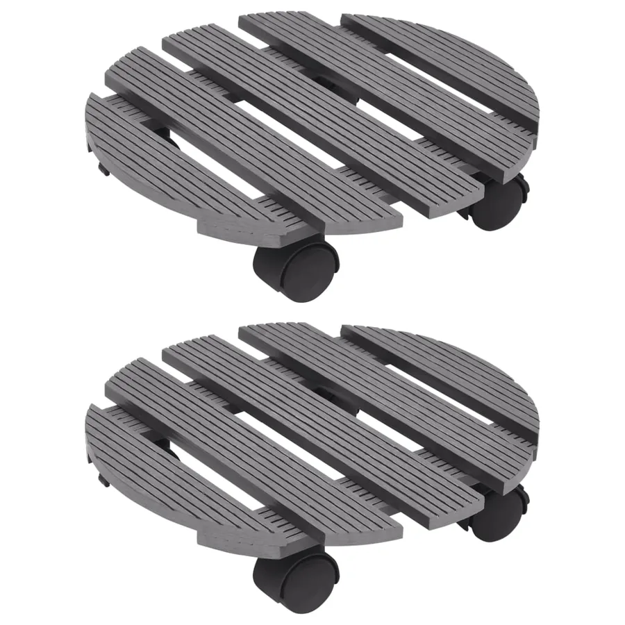Chariots à plantes 2 pcs Gris Ø30x7,5 cm WPC