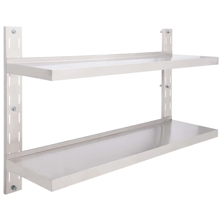 Étagère murale à 2 niveaux Acier inoxydable 120x30 cm - 2