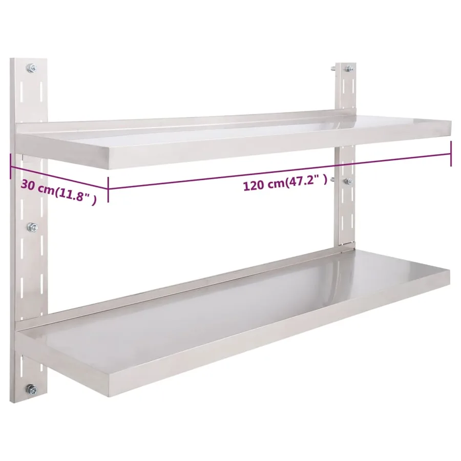 Étagère murale à 2 niveaux Acier inoxydable 120x30 cm - 7