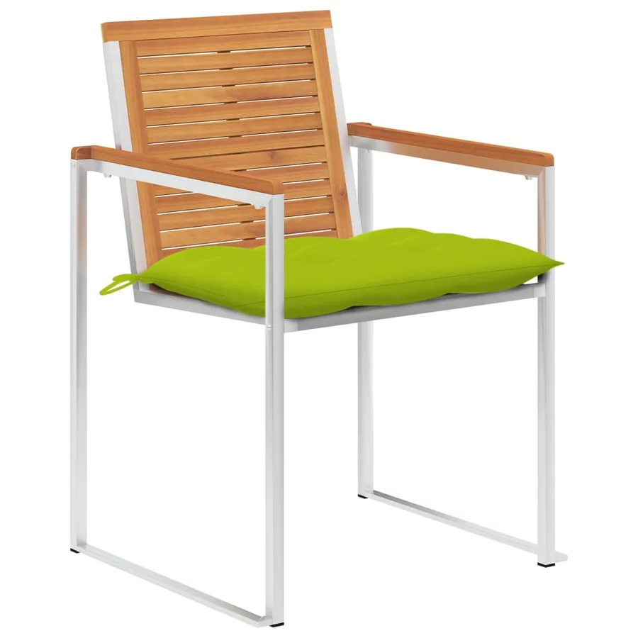 Chaises de jardin lot de 8 avec coussins Bois d'acacia solide - 2