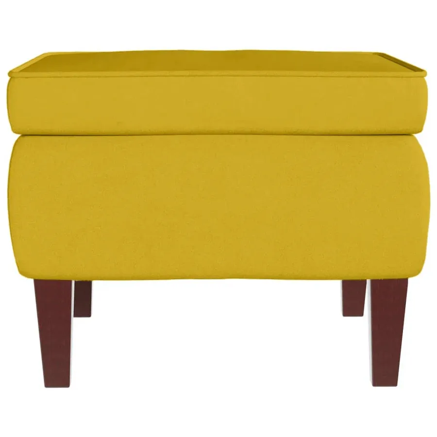 Fauteuil à bascule à oreilles en velours jaune bois massif - 10