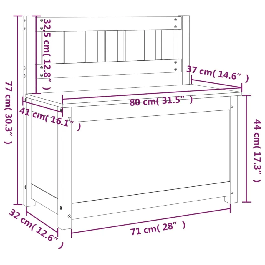 Banc 80x41x77 cm Bois de pin massif - 11