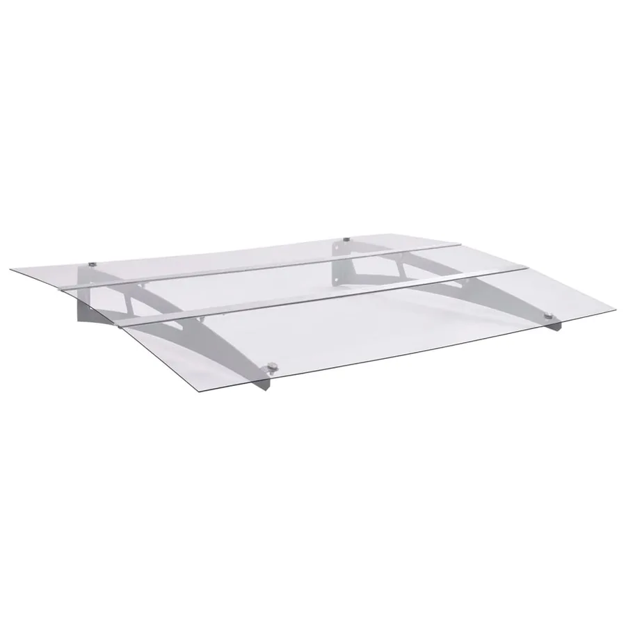 Auvent de porte argent et transparent 150x90 cm PET