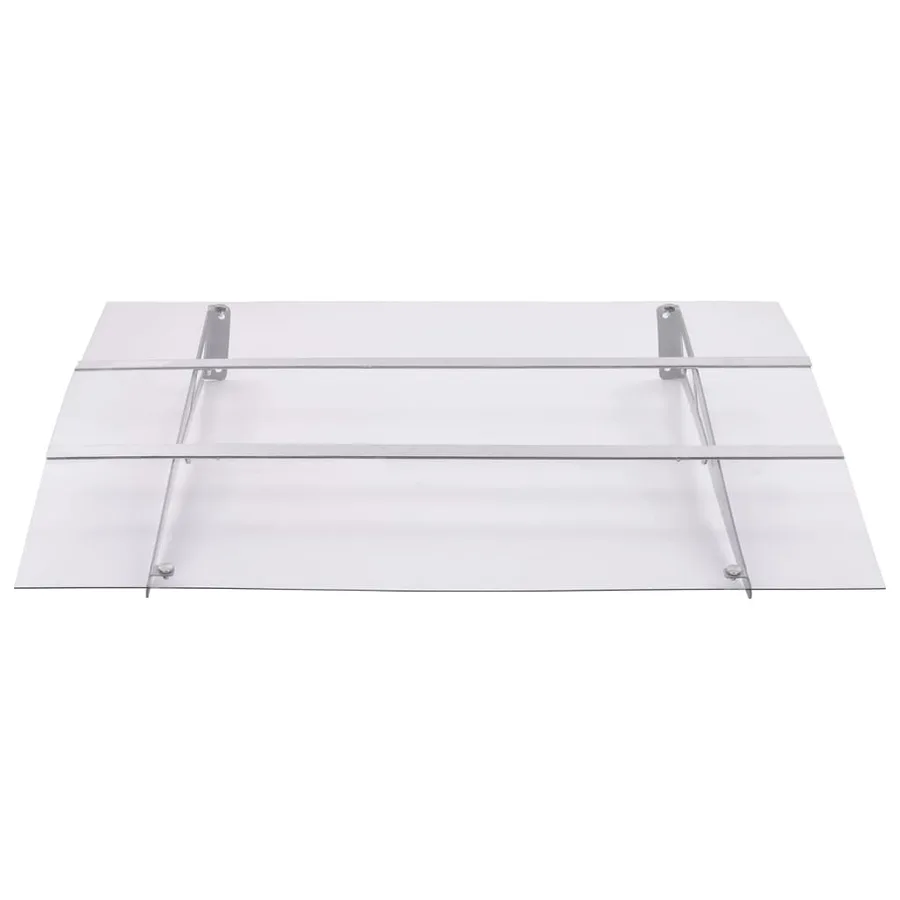 Auvent de porte argent et transparent 150x90 cm PET - 2
