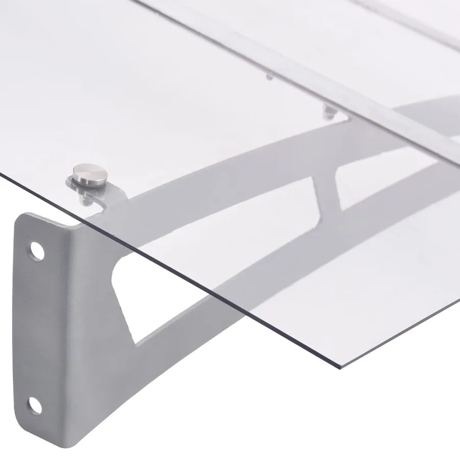 Auvent de porte argent et transparent 150x90 cm PET - 4