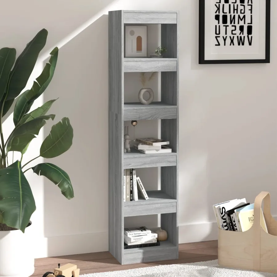 Bibliothèque/Séparateur de pièce Sonoma gris 40x30x166 cm - 4