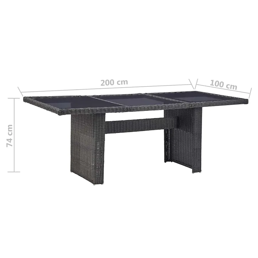 Ensemble à manger de jardin 9 pcs Résine tressée Noir - 16