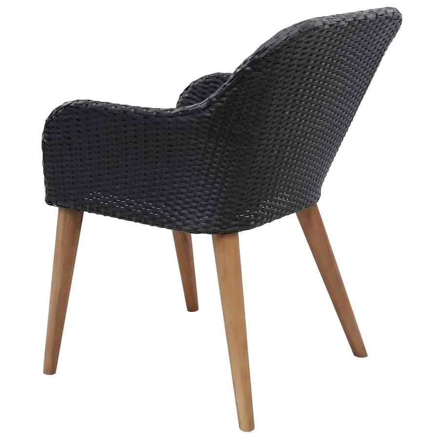 Ensemble à manger de jardin 9 pcs Résine tressée Noir - 8