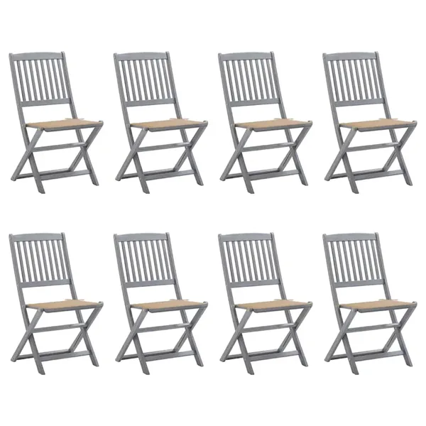Chaises pliables d'extérieur lot de 8 et coussins Bois d'acacia