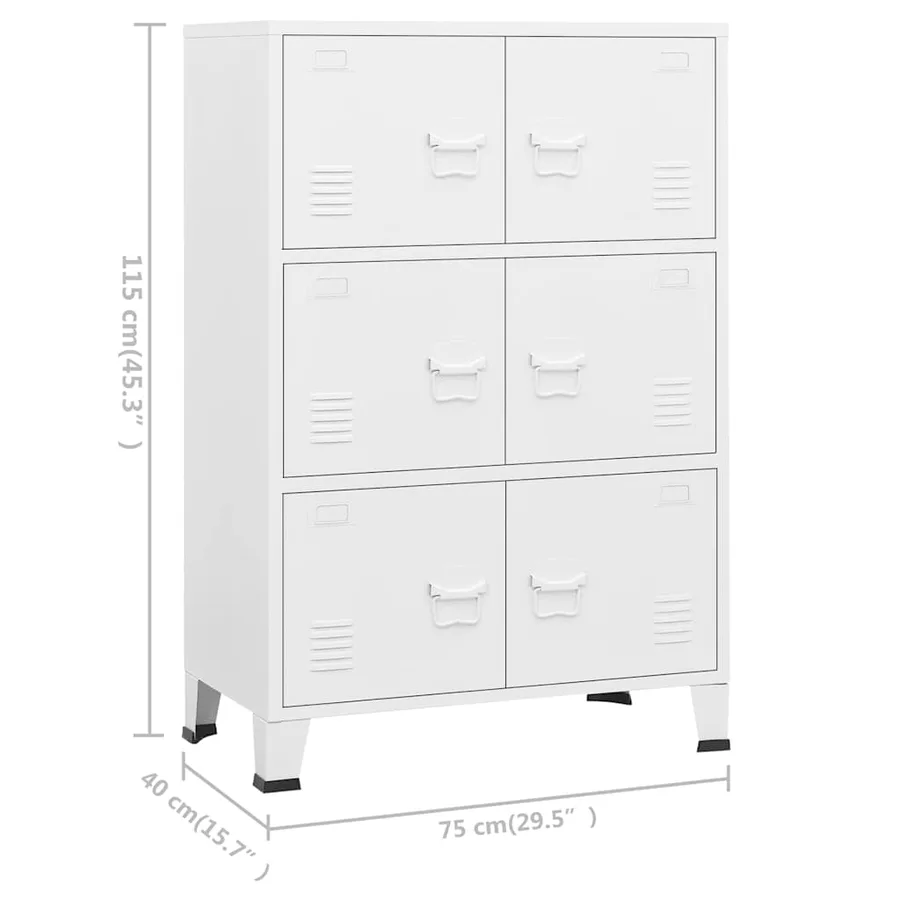 Coffre de rangement industriel Blanc 75x40x115 cm Métal - 10
