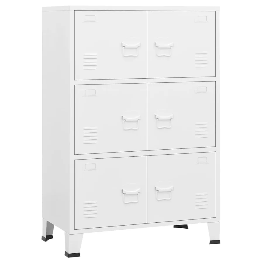 Coffre de rangement industriel Blanc 75x40x115 cm Métal - 2