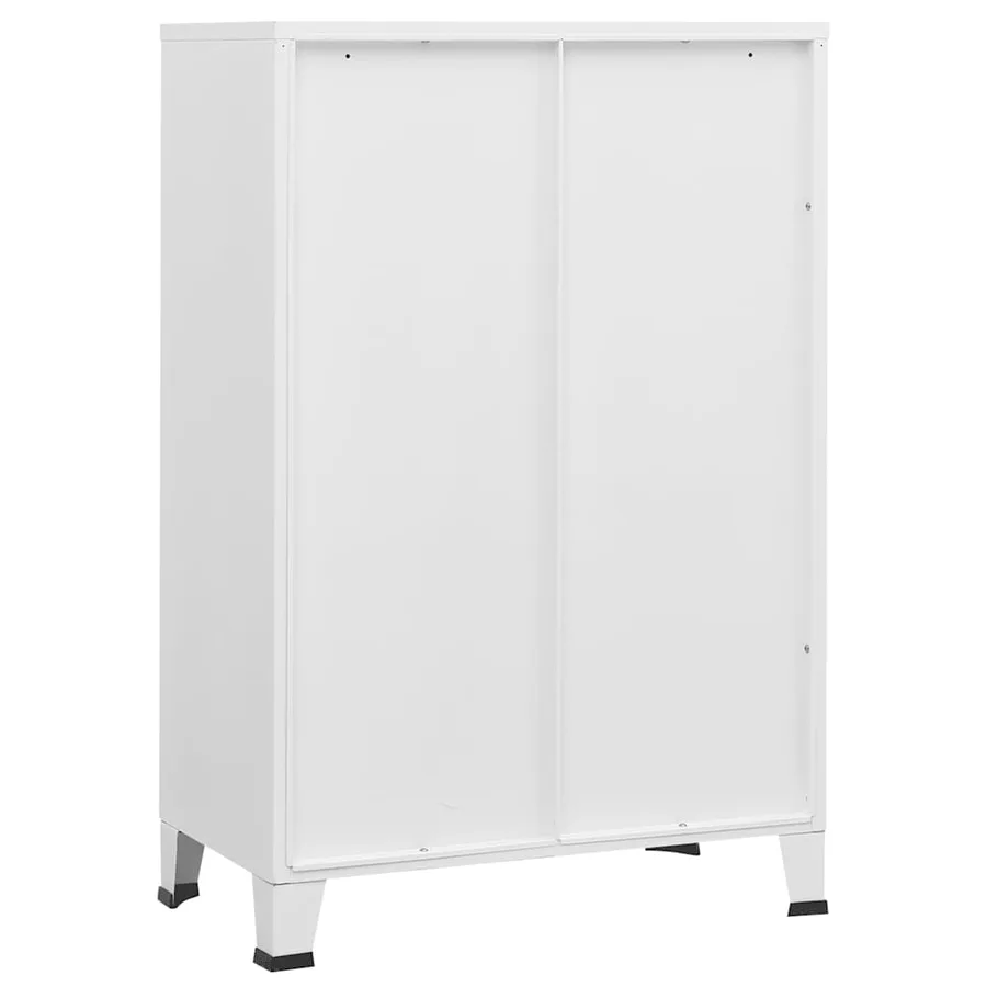 Coffre de rangement industriel Blanc 75x40x115 cm Métal - 6